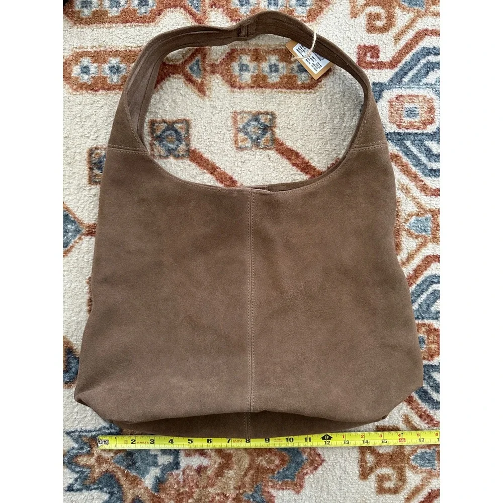 *Unavailable* Brandy Melville Brown Suede Cow Leather Slouchy Hobo Shoulder Bag